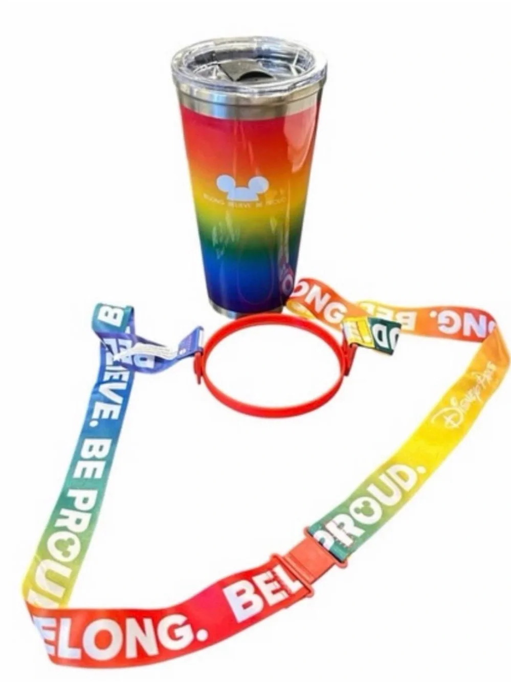 🌈 Disney Parks Mickey Mouse Rainbow Stainless Steel Tumbler – NEW